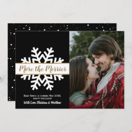 白黒写真クリスマス妊娠の発表 案内状