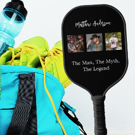 白黒写真コラージュの男の伝説 ピックルボールラケット