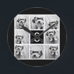 白黒写真コラージュモカスタムノグラム ラウンド壁時計<br><div class="desc">この写真にはInstagram写真を使用できます。デザイン8枚の正方形の写真を使って、個人の贈ユニークり物を作ります。子犬のヒッ保ピーを作って、保存トレンディーを作る。写真もしを変更するには、ツールクリックで調整する必要があります。</div>