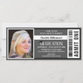 白黒写真チケット 卒業パーティー 招待状 (正面)