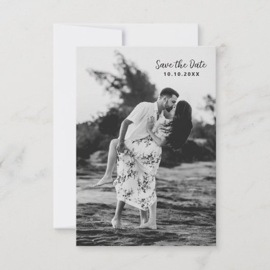 白黒写真テンプレートQRコード日付の保存 セーブザデート (正面)