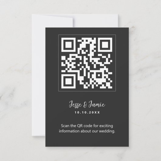 白黒写真テンプレートQRコード日付の保存 セーブザデート (裏面)