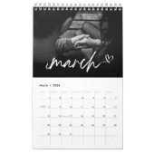 白黒写真パーソナライズされた名(新年) カレンダー (3月 2026)