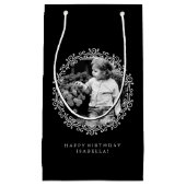 白黒写真パーソナライズされた枠 スモールペーパーバッグ (正面)