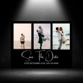 白黒写真モダン結婚式の日付の保存 シーズンポストカード