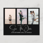 白黒写真モダン結婚式の日付の保存 シーズンポストカード (正面)