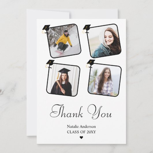 白黒写真モダン院卒業 サンキューカード (正面)