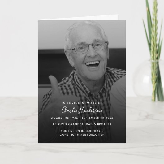 白黒写真モダン4ページの葬儀プログラム プログラム (正面)