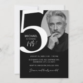 白黒写真モダン50th誕生日パーティー 招待状 (正面)