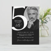 白黒写真モダン50th誕生日パーティー 招待状 (スタンド正面)