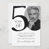 白黒写真モダン50th誕生日パーティー 招待状 (正面)