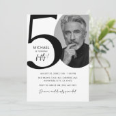 白黒写真モダン50th誕生日パーティー 招待状 (スタンド正面)