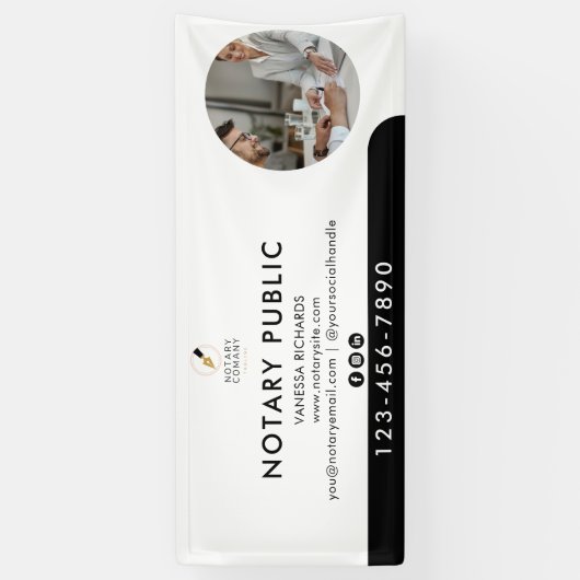 白黒写真事業イベント公証人マーケティング 横断幕 (縦)