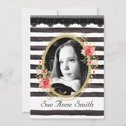 白黒写真卒業オープンハウス 招待状 (正面)