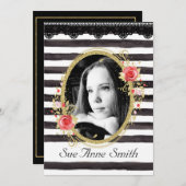 白黒写真卒業オープンハウス 招待状 (正面/裏面)