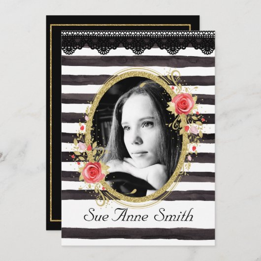 白黒写真卒業オープンハウス 招待状 (正面/裏面)