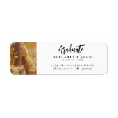 白黒写真卒業差出人住所 ラベル (正面)