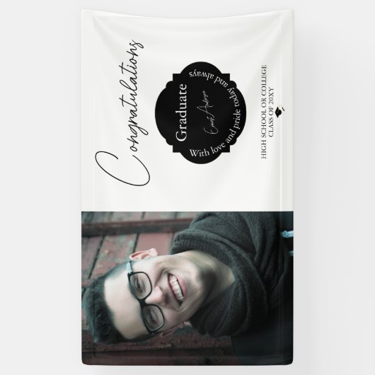 白黒写真卒業 横断幕 (縦)