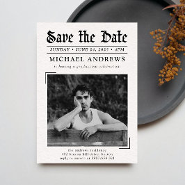 白黒写真新聞卒業パーティー 招待状