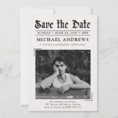 白黒写真新聞卒業パーティー 招待状 (正面)