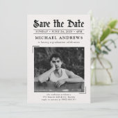 白黒写真新聞卒業パーティー 招待状 (スタンド正面)