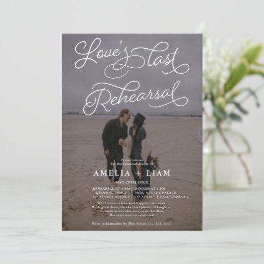 白黒写真最後のリハーサルのディナー 招待状 (スタンド正面)