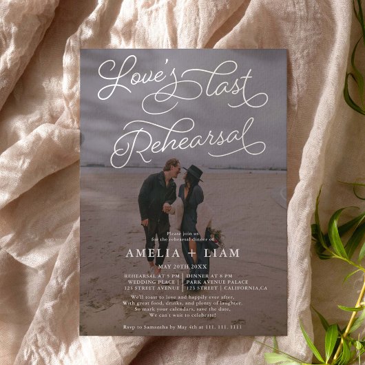 白黒写真最後のリハーサルのディナー 招待状