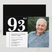 白黒写真男性93歳の誕生日招待状 招待状 (正面/裏面)