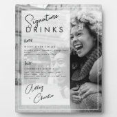 白黒写真結婚のカップルのシグネチャードリンク フォトプラーク (正面)