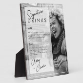 白黒写真結婚のカップルのシグネチャードリンク フォトプラーク (側面)