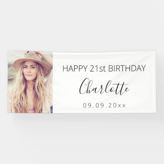 白黒写真誕生日パーティー 横断幕 (横)