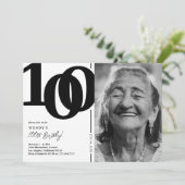 白黒写真100th誕生日パーティー 招待状 (スタンド正面)