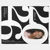 白黒写真2025卒業 フリースブランケット (正面(横))