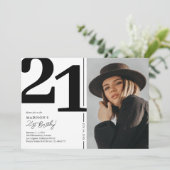 白黒写真21歳の誕生日パーティー 招待状 (スタンド正面)