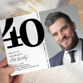 白黒写真40歳の誕生日パーティー 招待状