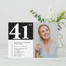 白黒写真41歳の誕生日招待状 招待状