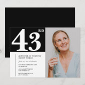 白黒写真43歳の誕生日招待状 招待状 (正面/裏面)