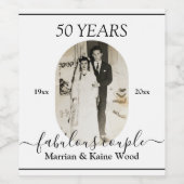 白黒写真50周年記念結婚会 ワインラベル (シングルラベル)