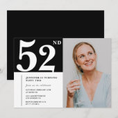 白黒写真52歳の誕生日招待状 招待状 (正面/裏面)