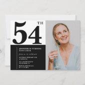 白黒写真54番目の誕生日招待状 招待状 (正面)