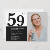 白黒写真59番目の誕生日招待状 招待状 (正面)