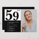 白黒写真59番目の誕生日招待状 招待状 (正面/裏面)