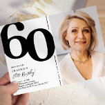 白黒写真60th誕生日パーティー 招待状<br><div class="desc">60歳の誕生日のバッシュで永遠の思い出を作るクラシックブラックとホワイトのバースデーパーティ招待状!大きなセリフはっきりしたフォントで60の数字、誕生日の男の子/女の子の写真、パーソナライズする簡単のテンプレートを示しモダンて、これらの招待状は大事な行事の精神を取り込む。そのユニークデザインで、これらの種類の1つの招待状は、忘れられないお祝いのためにあなたの友人や家族を興奮させるに違いない。だから、完璧な招待を求めて大切これ以上の時間を無駄にしないで。これらのクラシックの白黒の60番目のバースデーパーティ招待状は、この重大な大事な行事のための完璧なオフ祝オフである。これらの特別な招待状で一生を過ごす思い出を作り、この節目の誕生日を忘れられない経験にする。</div>