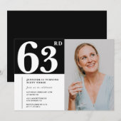 白黒写真63歳の誕生日招待状 招待状 (正面/裏面)