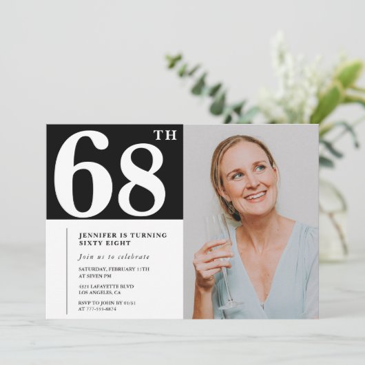 白黒写真68歳の招待状 招待状 (スタンド正面)
