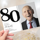 白黒写真80th誕生日パーティー 招待状
