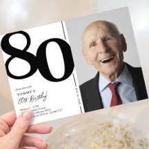 白黒写真80th誕生日パーティー