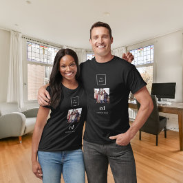 白黒写真 モノグラム 名前 ロゴ ビジネス Tシャツ