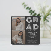 白黒写真 卒業パーティー招待状 招待状 (スタンド正面)