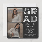 白黒写真 卒業パーティー招待状 招待状 (正面)